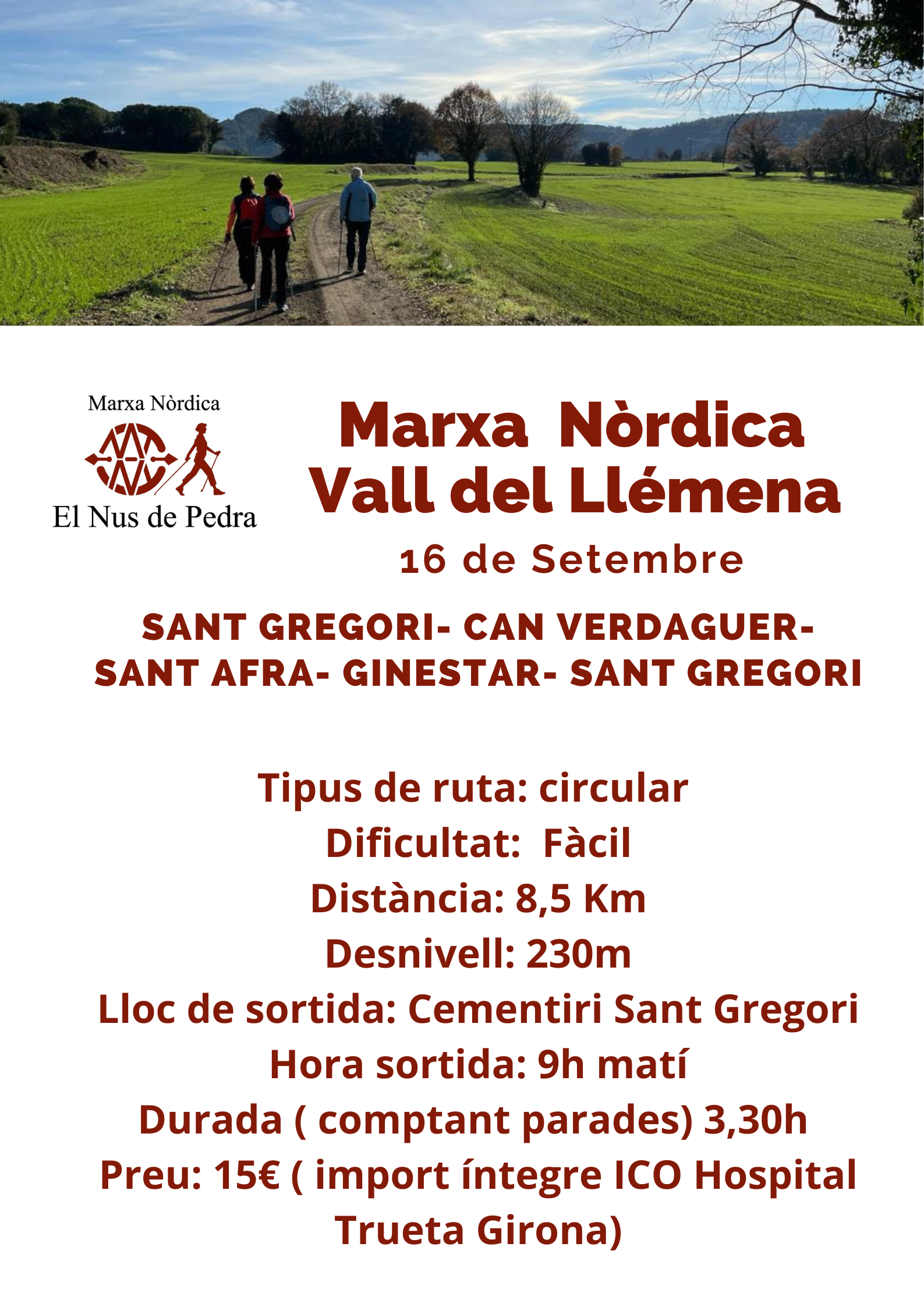 Rutas de Caminata Nórdica con guia/instructora por el Valle del Llémena